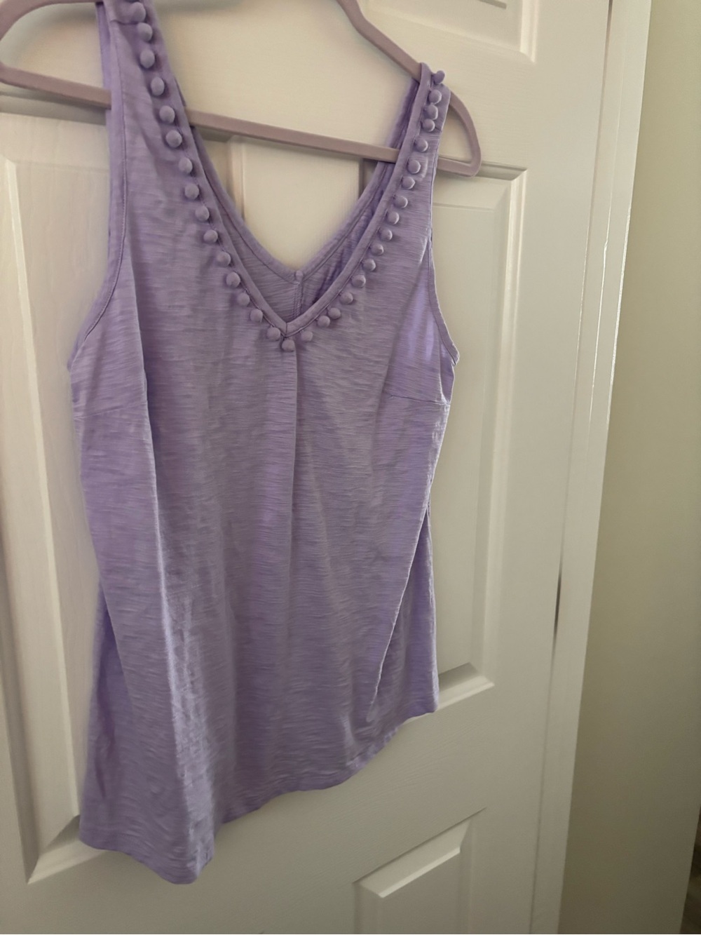 Lilly Pulitzer Lavender Pom-Trim V-Neck Tank